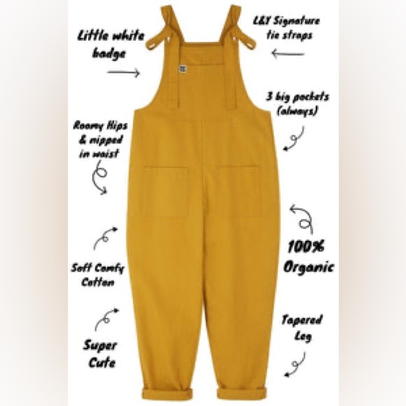 NWOT Lucy & Yak Original Dungaree Organic Cotton Mustard Size UK8 US4 Unisex - Picture 4 of 16